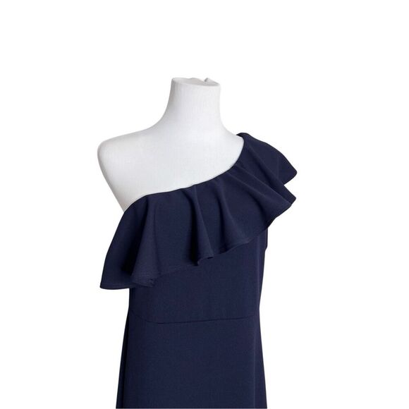 Lulu's Forever Ruffle One Shoulder Trumpet Dress Navy XL Sexy Cruise Date Night‎ - Picture 6 of 13